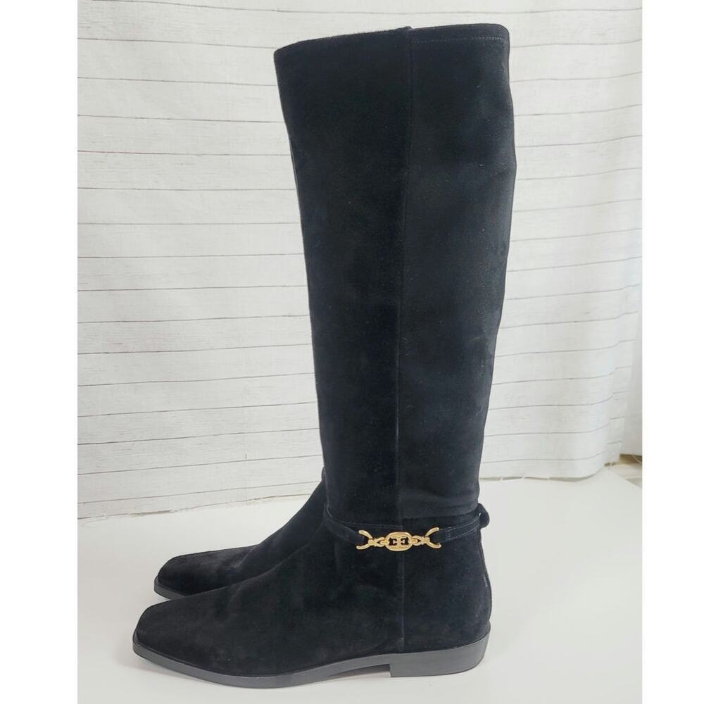 SAM EDELMAN CLIVE KNEE HIGH RIDING BOOTS IN BLACK SUEDE, SZ 10.5
